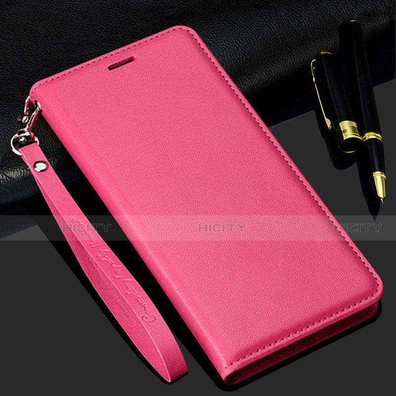 Custodia Portafoglio In Pelle Cover con Supporto per Realme C3 Rosa Caldo