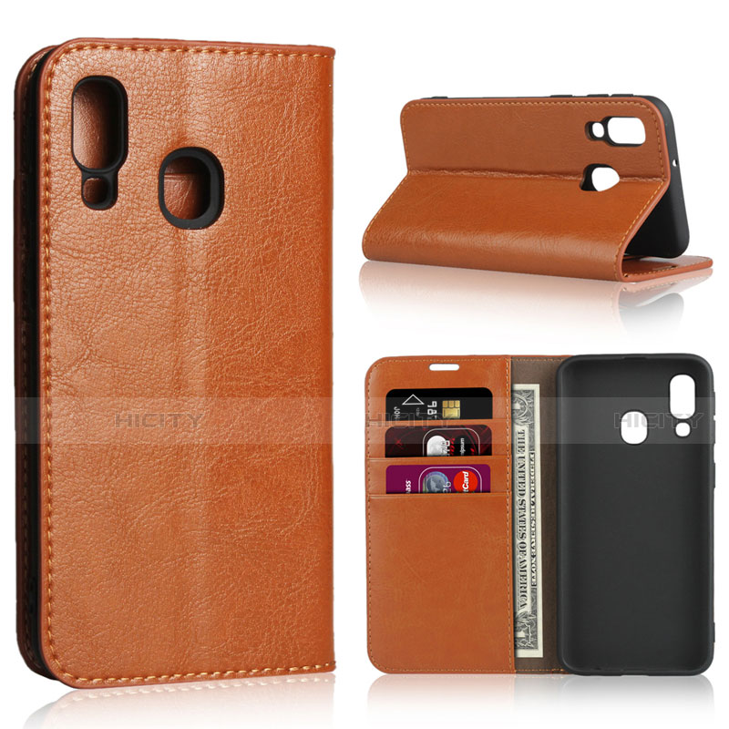 Custodia Portafoglio In Pelle Cover con Supporto per Samsung Galaxy A40 Arancione