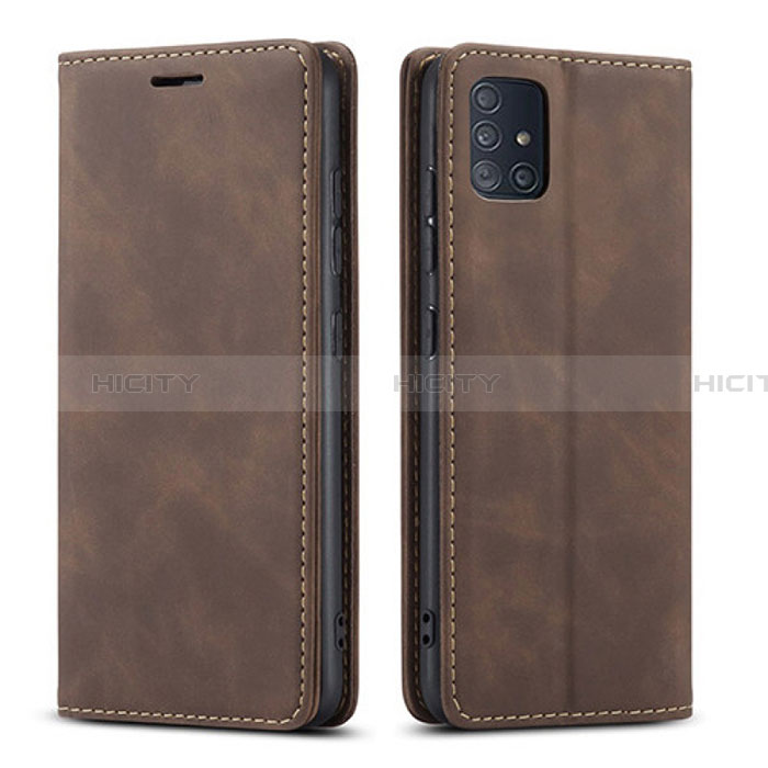 Custodia Portafoglio In Pelle Cover con Supporto per Samsung Galaxy A71 4G A715 Marrone