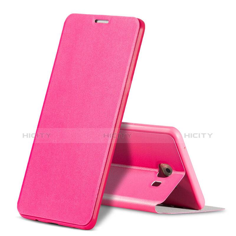 Custodia Portafoglio In Pelle Cover con Supporto per Samsung Galaxy C9 Pro C9000 Rosa Caldo