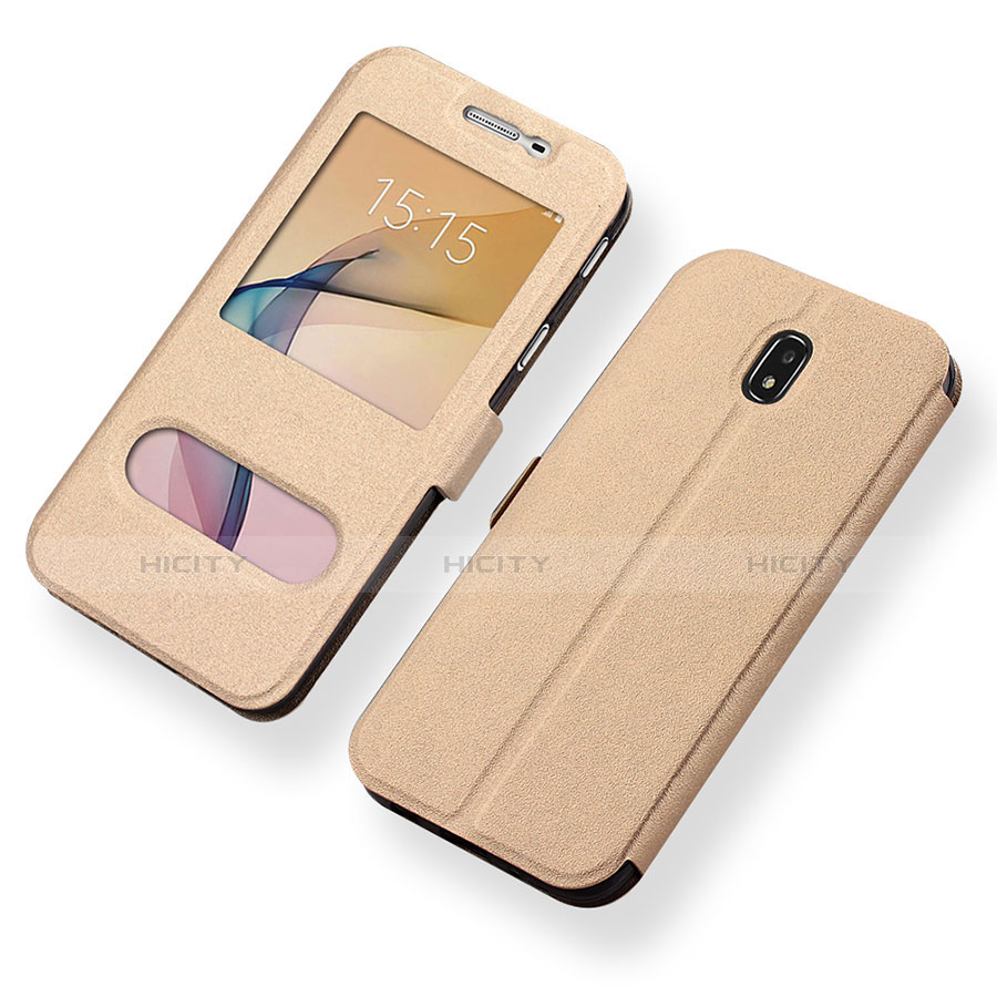 Custodia Portafoglio In Pelle Cover con Supporto per Samsung Galaxy J5 (2017) Duos J530F Oro