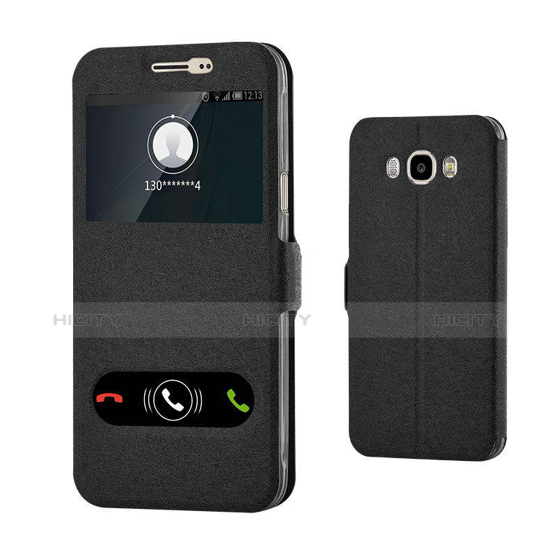 Custodia Portafoglio In Pelle Cover con Supporto per Samsung Galaxy J7 (2016) J710F J710FN Nero