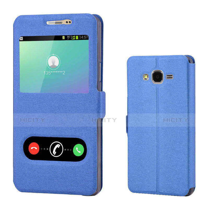 Custodia Portafoglio In Pelle Cover con Supporto per Samsung Galaxy On7 G600FY Blu