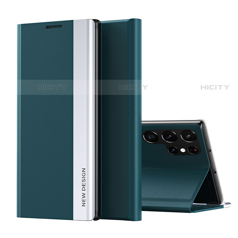 Custodia Portafoglio In Pelle Cover con Supporto per Samsung Galaxy S23 Ultra 5G Verde
