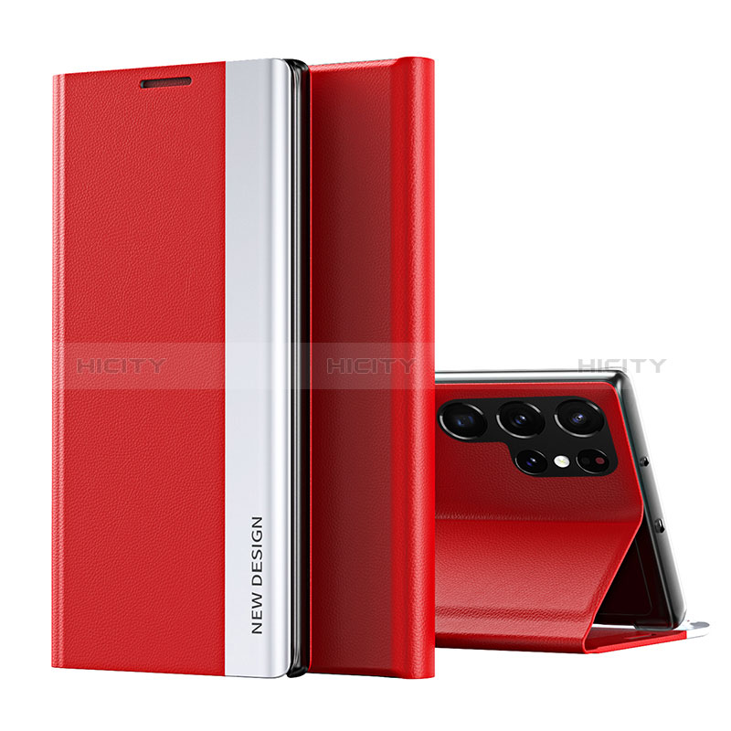 Custodia Portafoglio In Pelle Cover con Supporto per Samsung Galaxy S24 Ultra 5G Rosso