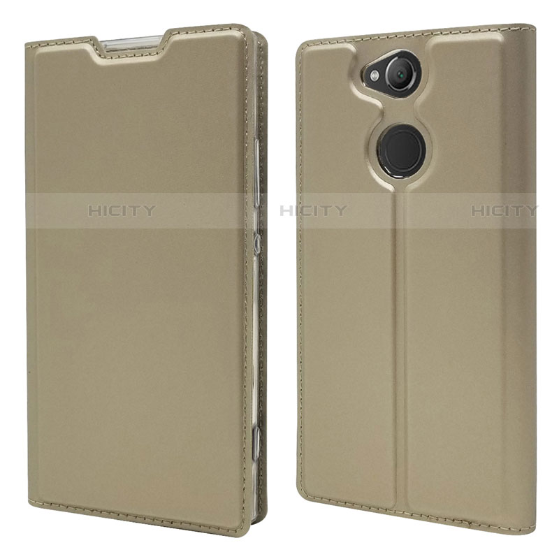 Custodia Portafoglio In Pelle Cover con Supporto per Sony Xperia XA2 Ultra Oro