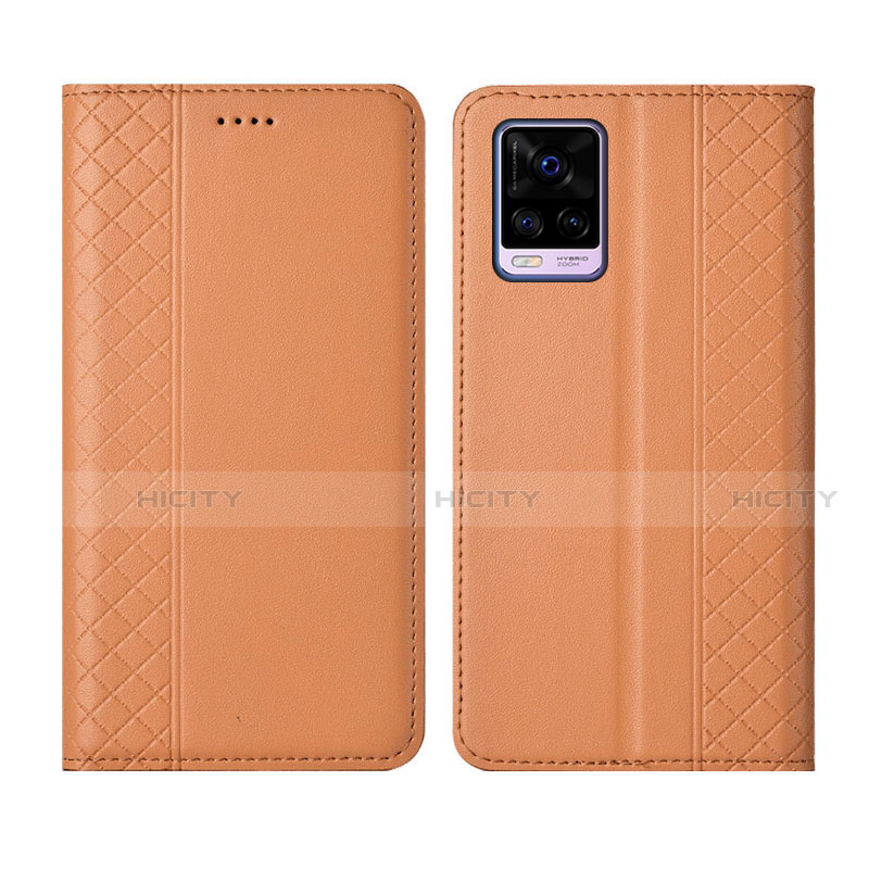 Custodia Portafoglio In Pelle Cover con Supporto per Vivo V20 Pro 5G Arancione