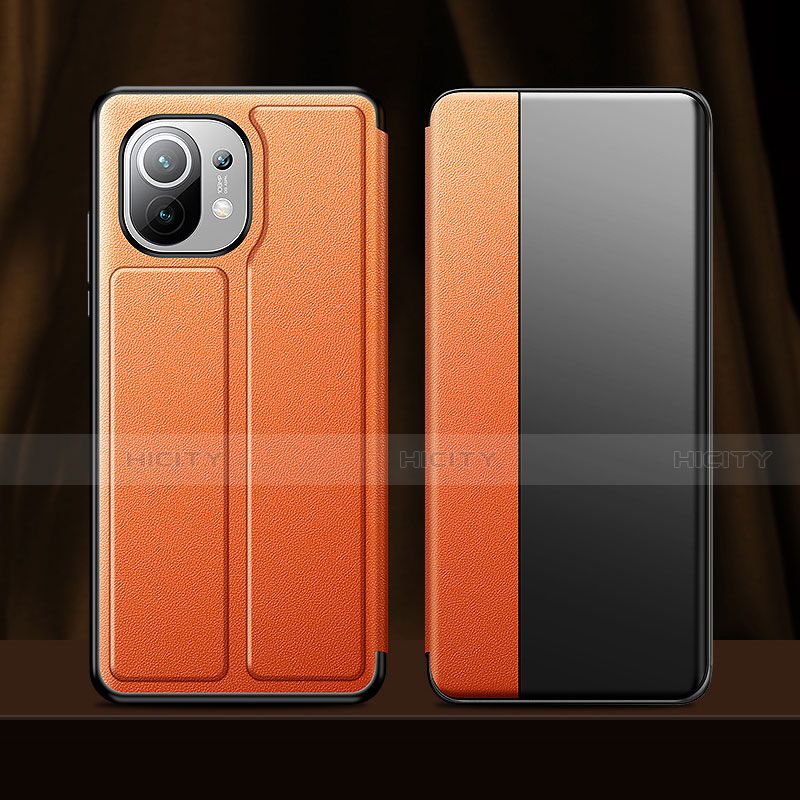 Custodia Portafoglio In Pelle Cover con Supporto per Xiaomi Mi 11 Lite 5G NE Arancione