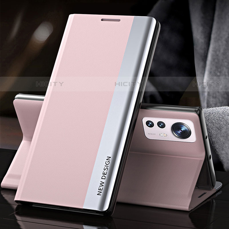 Custodia Portafoglio In Pelle Cover con Supporto per Xiaomi Mi 12 Pro 5G Rosa