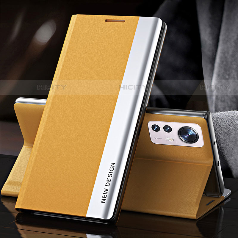 Custodia Portafoglio In Pelle Cover con Supporto per Xiaomi Mi 12S Pro 5G Giallo