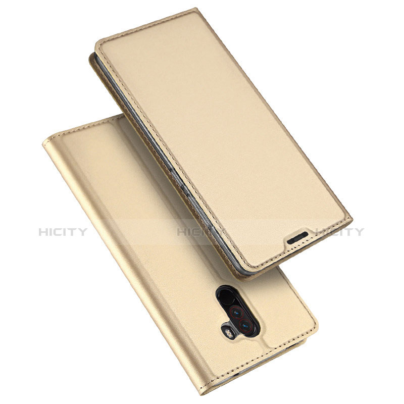 Custodia Portafoglio In Pelle Cover con Supporto per Xiaomi Pocophone F1 Oro