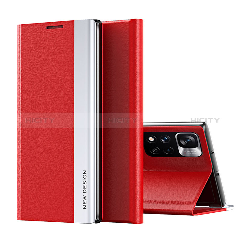 Custodia Portafoglio In Pelle Cover con Supporto Q01H per Xiaomi Mi 11i 5G (2022) Rosso