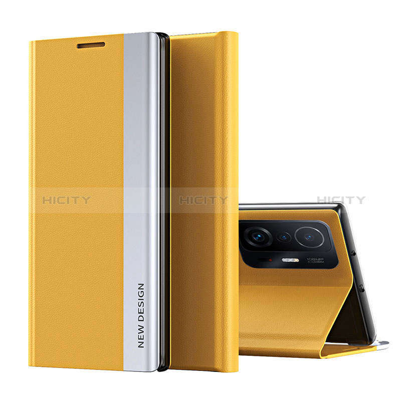 Custodia Portafoglio In Pelle Cover con Supporto Q01H per Xiaomi Mi 11T 5G Giallo