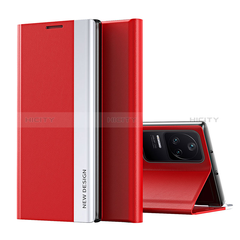 Custodia Portafoglio In Pelle Cover con Supporto Q01H per Xiaomi Poco F4 5G Rosso