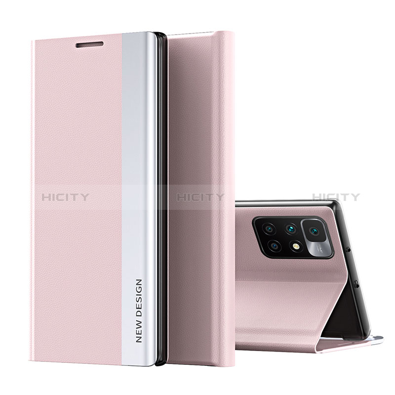 Custodia Portafoglio In Pelle Cover con Supporto Q01H per Xiaomi Redmi 10 (2022) Oro Rosa