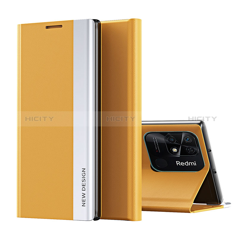 Custodia Portafoglio In Pelle Cover con Supporto Q01H per Xiaomi Redmi 10 Power Giallo