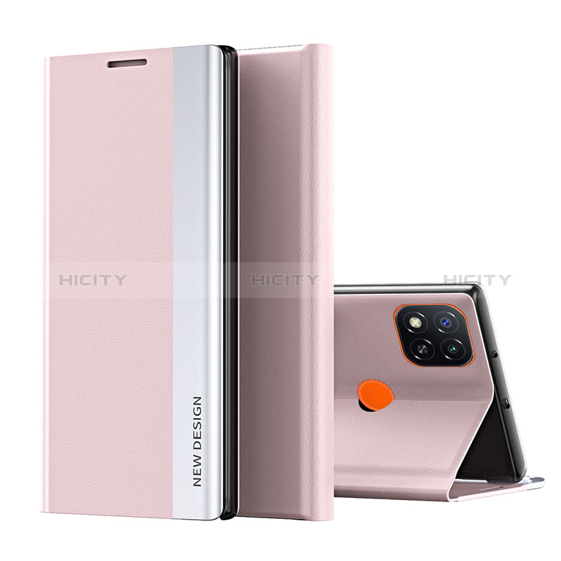 Custodia Portafoglio In Pelle Cover con Supporto Q01H per Xiaomi Redmi 9 Activ Oro Rosa