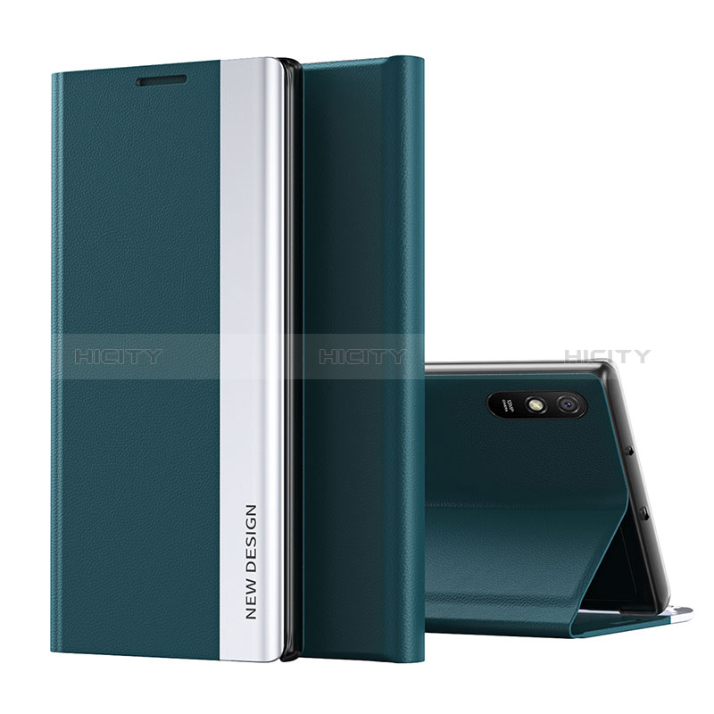 Custodia Portafoglio In Pelle Cover con Supporto Q01H per Xiaomi Redmi 9A Verde