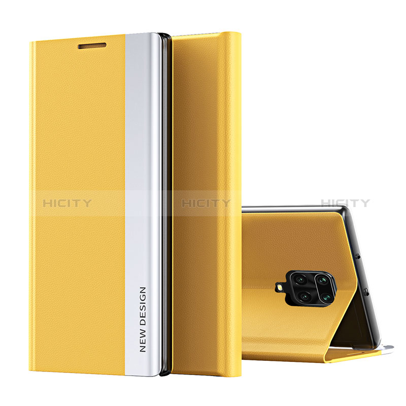 Custodia Portafoglio In Pelle Cover con Supporto Q01H per Xiaomi Redmi Note 9S Giallo