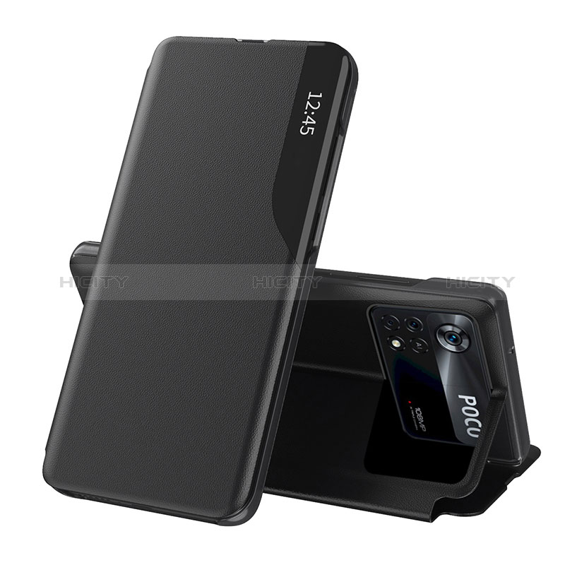 Custodia Portafoglio In Pelle Cover con Supporto Q02H per Xiaomi Poco X4 Pro 5G Nero