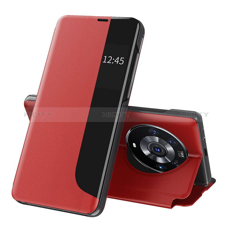 Custodia Portafoglio In Pelle Cover con Supporto QH1 per Huawei Honor Magic3 Pro 5G Rosso