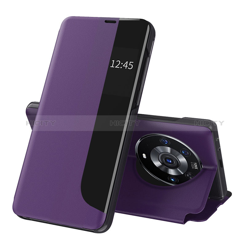 Custodia Portafoglio In Pelle Cover con Supporto QH1 per Huawei Honor Magic3 Pro 5G Viola