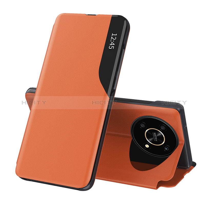 Custodia Portafoglio In Pelle Cover con Supporto QH1 per Huawei Honor X9 5G Arancione