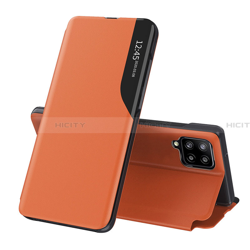 Custodia Portafoglio In Pelle Cover con Supporto QH1 per Samsung Galaxy A22 4G Arancione