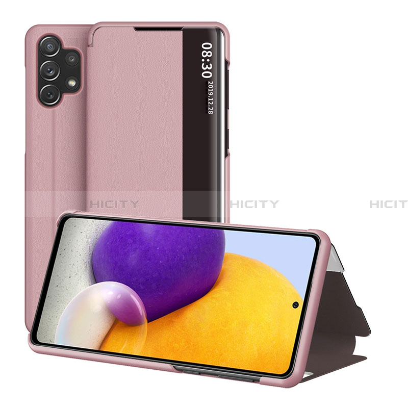 Custodia Portafoglio In Pelle Cover con Supporto QH1 per Samsung Galaxy A32 4G Oro Rosa