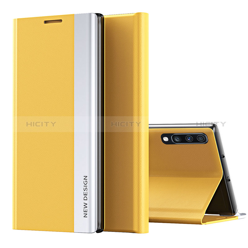 Custodia Portafoglio In Pelle Cover con Supporto QH1 per Samsung Galaxy A70S Giallo