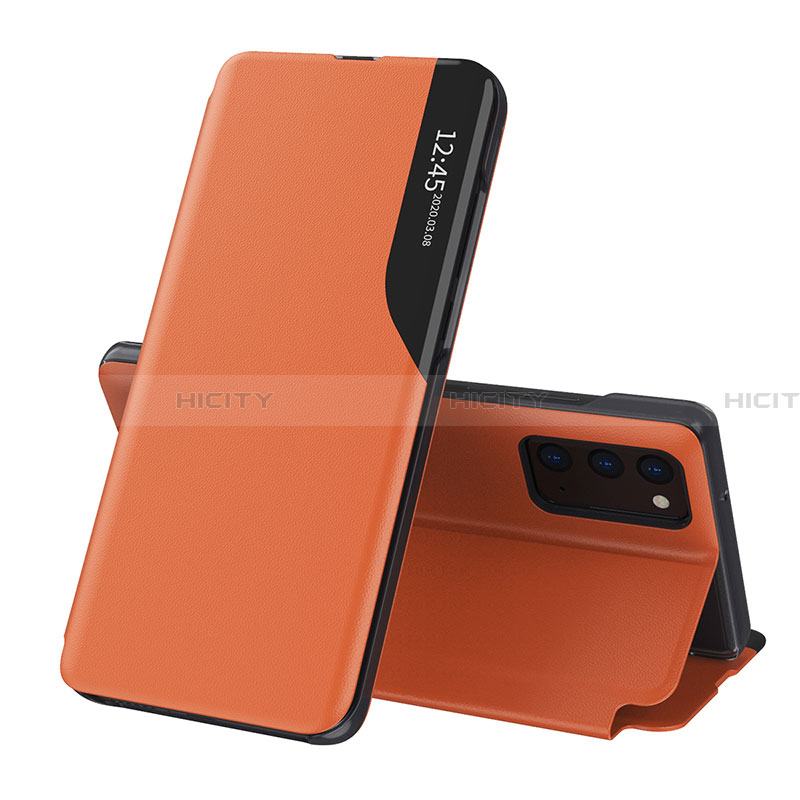 Custodia Portafoglio In Pelle Cover con Supporto QH1 per Samsung Galaxy F02S SM-E025F Arancione