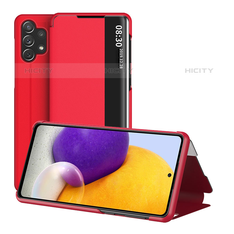 Custodia Portafoglio In Pelle Cover con Supporto QH1 per Samsung Galaxy M32 5G Rosso