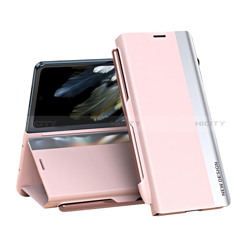 Custodia Portafoglio In Pelle Cover con Supporto QH2 per OnePlus Open 5G Rosa