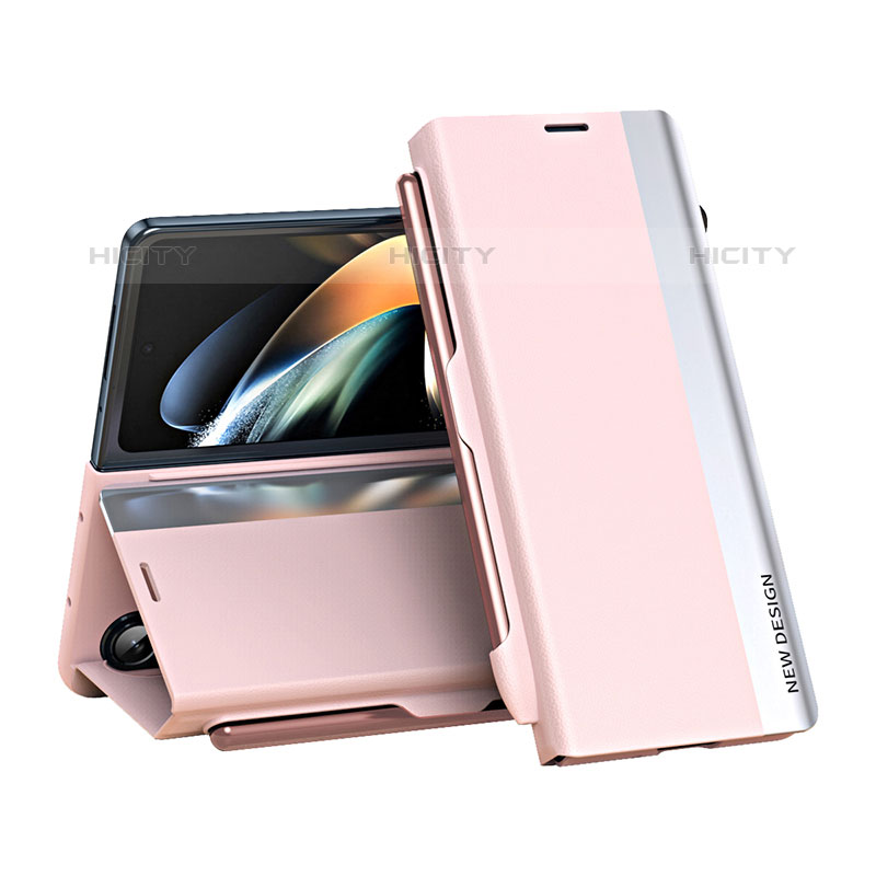 Custodia Portafoglio In Pelle Cover con Supporto QH2 per Samsung Galaxy Z Fold5 5G Oro Rosa