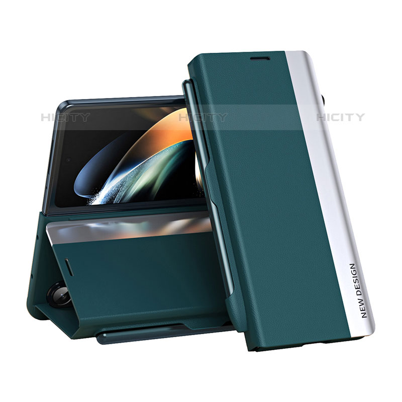 Custodia Portafoglio In Pelle Cover con Supporto QH2 per Samsung Galaxy Z Fold5 5G Verde