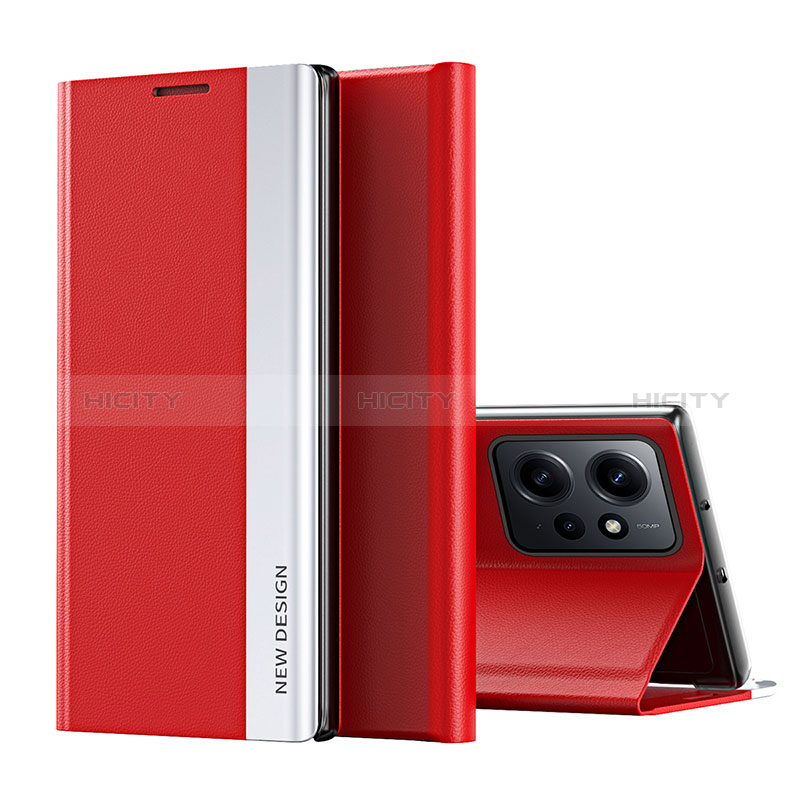 Custodia Portafoglio In Pelle Cover con Supporto QH2 per Xiaomi Redmi Note 12 4G Rosso