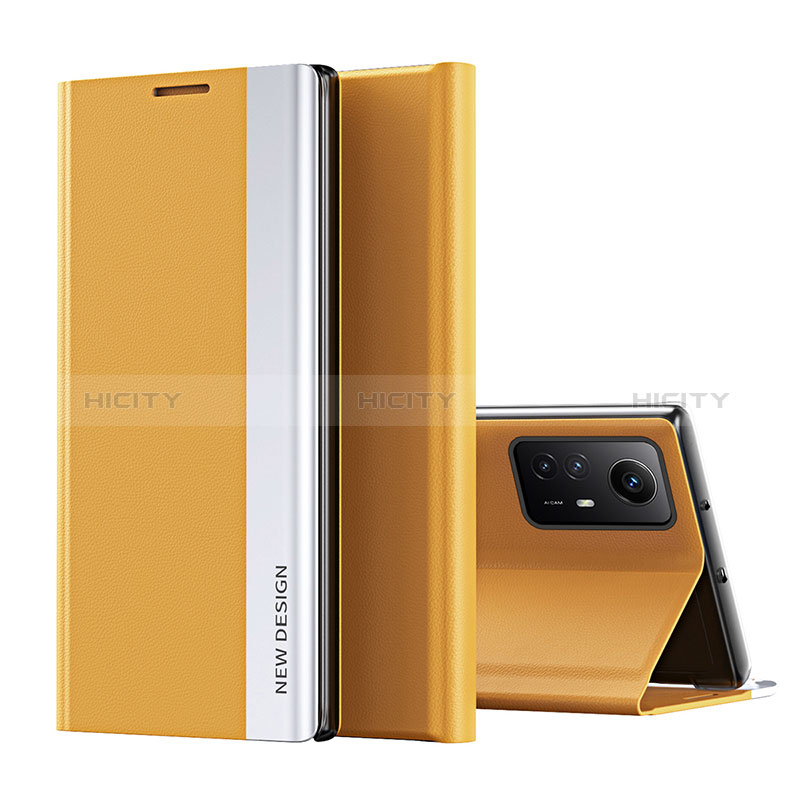 Custodia Portafoglio In Pelle Cover con Supporto QH2 per Xiaomi Redmi Note 12S Giallo