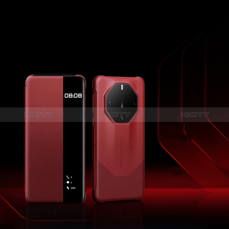 Custodia Portafoglio In Pelle Cover con Supporto QK1 per Huawei Mate 60 RS Ultimate Rosso