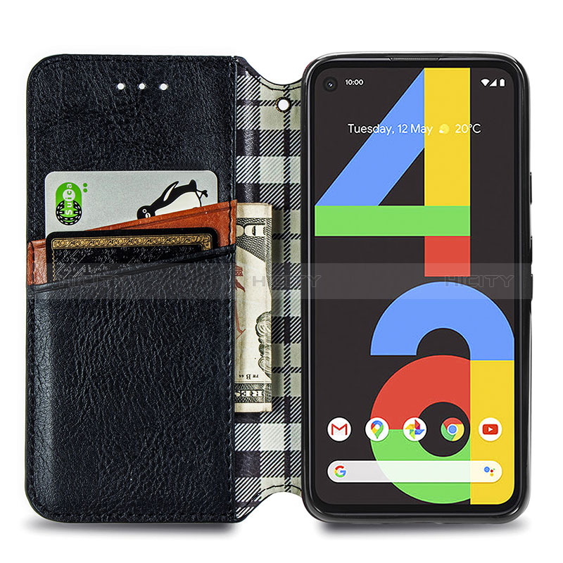 Custodia Portafoglio In Pelle Cover con Supporto S01D per Google Pixel 4a