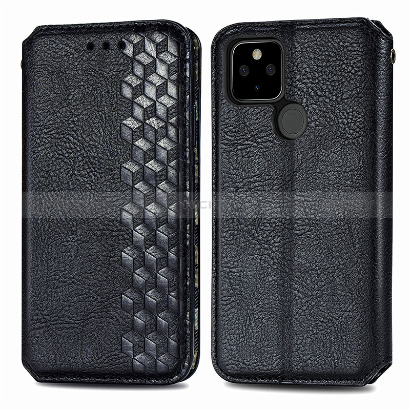 Custodia Portafoglio In Pelle Cover con Supporto S01D per Google Pixel 5 XL 5G Nero