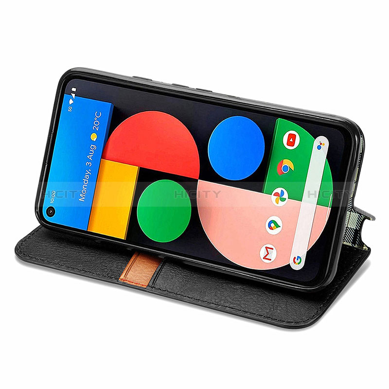 Custodia Portafoglio In Pelle Cover con Supporto S01D per Google Pixel 5a 5G