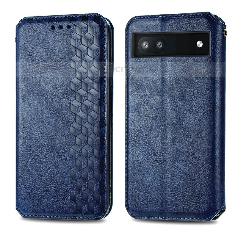 Custodia Portafoglio In Pelle Cover con Supporto S01D per Google Pixel 6a 5G Blu