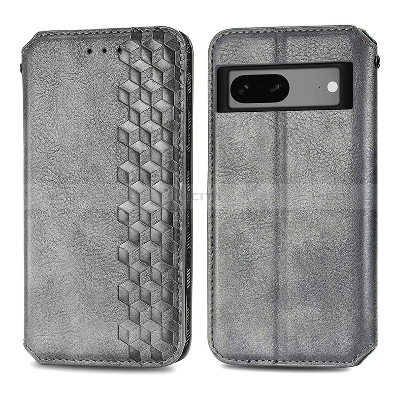 Custodia Portafoglio In Pelle Cover con Supporto S01D per Google Pixel 7a 5G Grigio