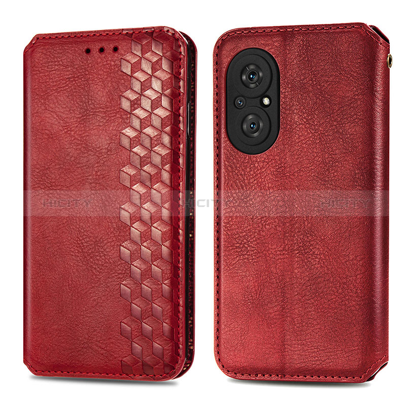 Custodia Portafoglio In Pelle Cover con Supporto S01D per Huawei Honor 50 SE 5G Rosso