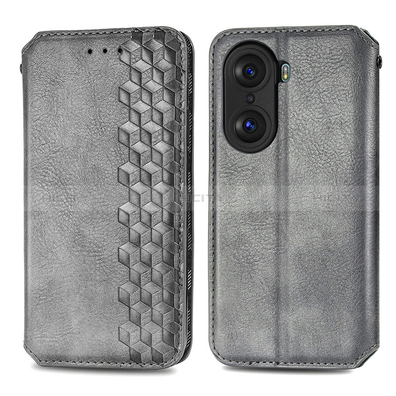 Custodia Portafoglio In Pelle Cover con Supporto S01D per Huawei Honor 60 5G Grigio