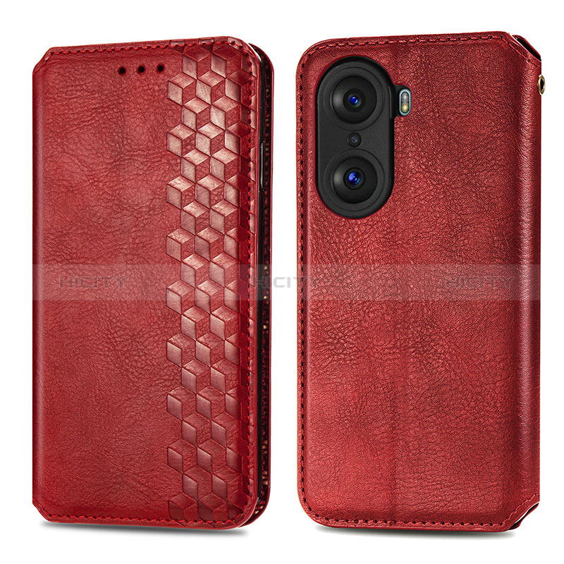 Custodia Portafoglio In Pelle Cover con Supporto S01D per Huawei Honor 60 5G Rosso