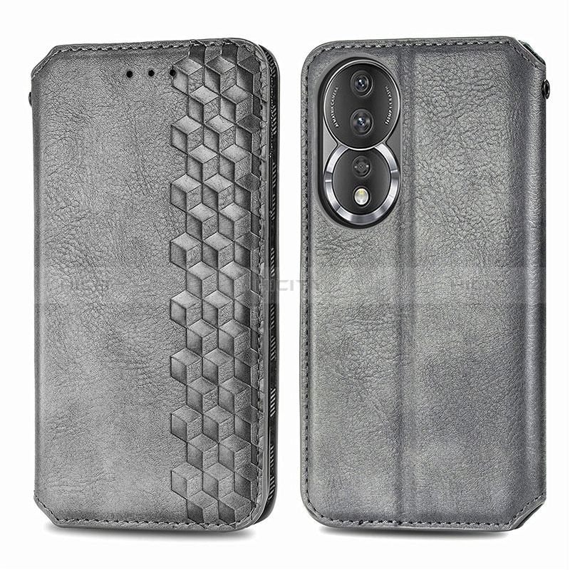 Custodia Portafoglio In Pelle Cover con Supporto S01D per Huawei Honor 80 5G Grigio