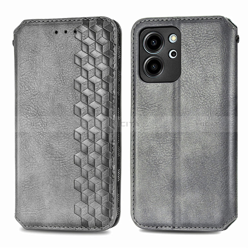 Custodia Portafoglio In Pelle Cover con Supporto S01D per Huawei Honor 80 SE 5G Grigio