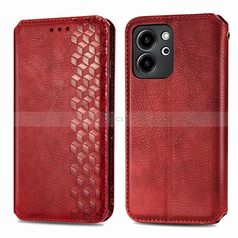 Custodia Portafoglio In Pelle Cover con Supporto S01D per Huawei Honor 80 SE 5G Rosso