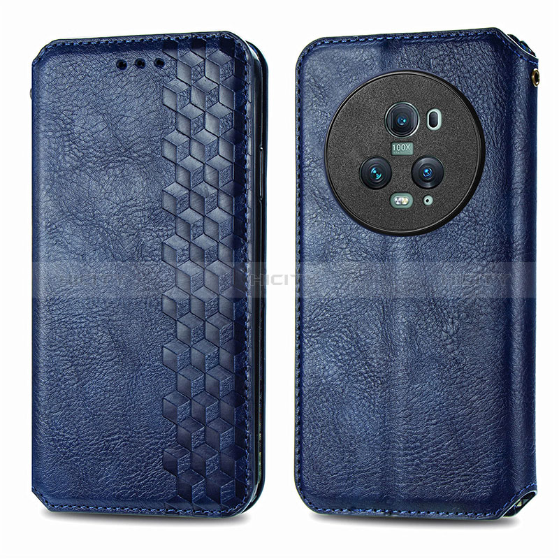 Custodia Portafoglio In Pelle Cover con Supporto S01D per Huawei Honor Magic5 Pro 5G Blu